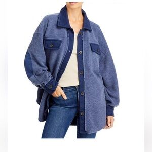 Free People - L - Ruby Shirt Jacket Indigo Soft Texture Oversized Fit